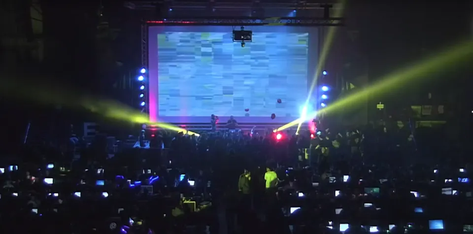 View of the stage during Alkama's Liveset at Revision 2016